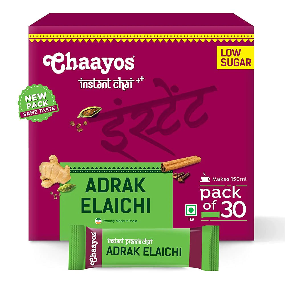 Chaayos Instant Adrak Elaichi Tea Premix (Low Sugar)