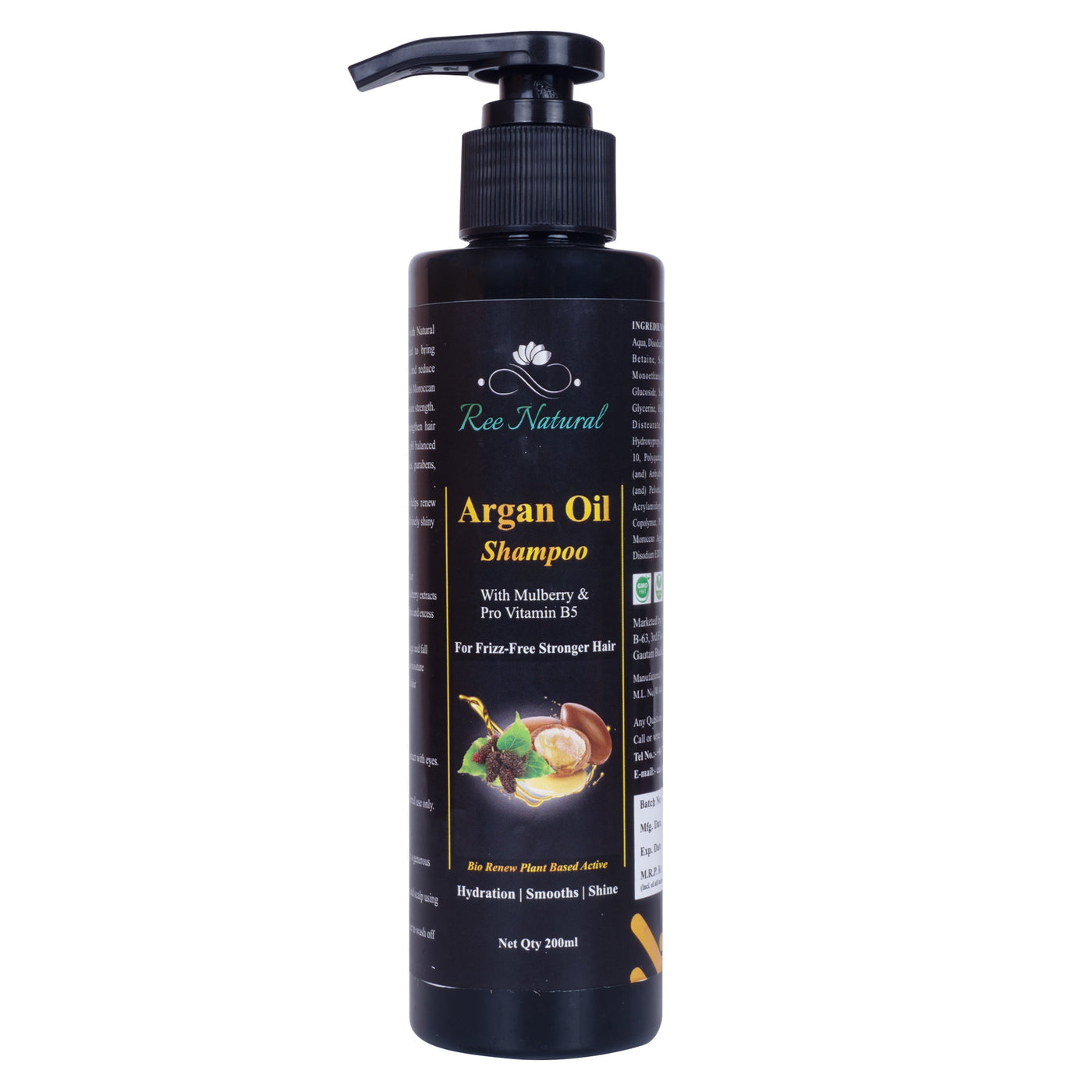 Women's Argan Oil Shampoo With Mulberry And Vitamin B5 (200Ml) - Ree Natural