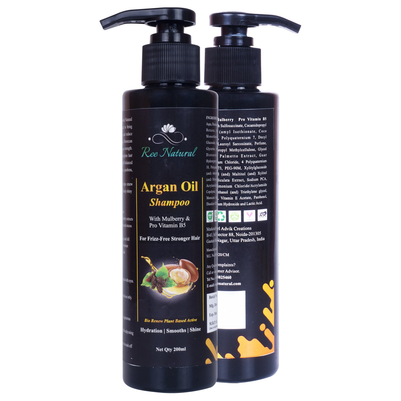 Women's Argan Oil Shampoo With Mulberry And Vitamin B5 (200Ml) - Ree Natural