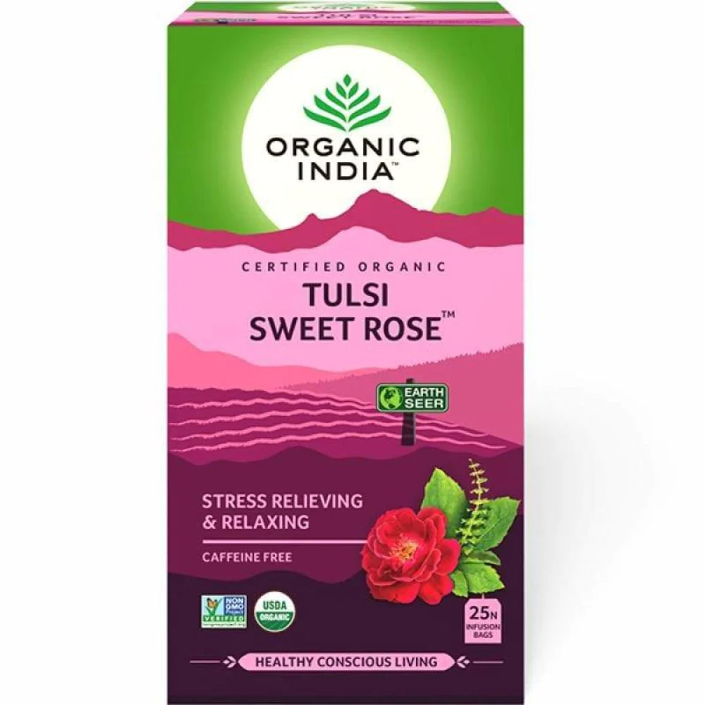 Organic India Tulsi Sweet Rose 25 Tea Bags
