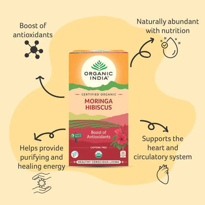 Organic India Moringa Hibiscus Tea Bags